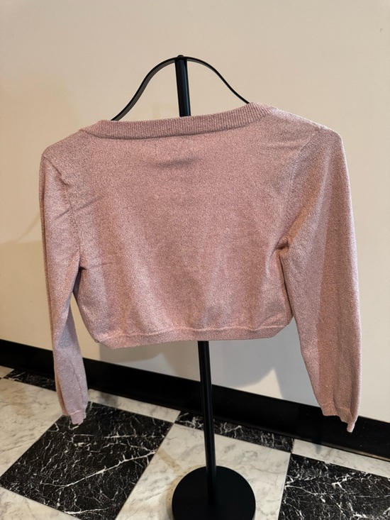 NWT Express Shimmer Pink Cropped Shrug Balletcore Wedding Guest Soft Girl - Picture 2 of 7